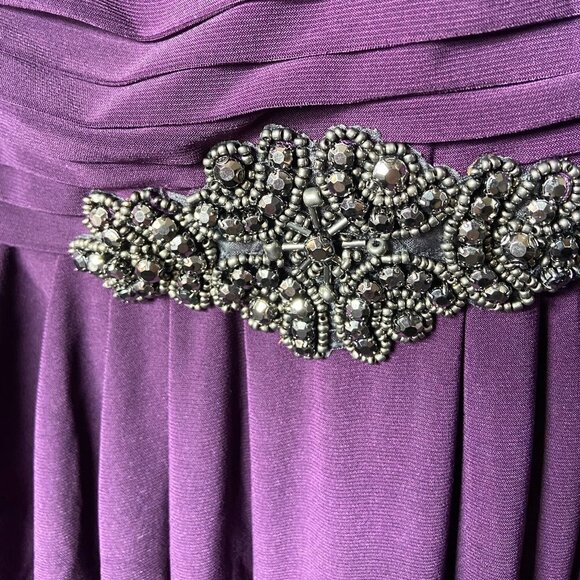 Alex Evenings A-Line Matte Jersey Dress with Pleated Bodice Detail Eggplant - Picture 6 of 8